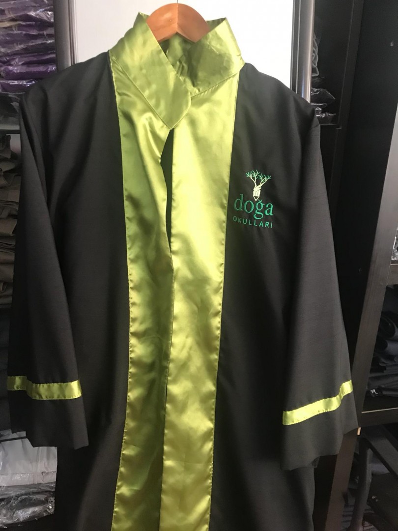 Kep Cübbe Modeli - Sarı Şeritli Pamuklu Albaka Kumaş (Doğa Okulları)