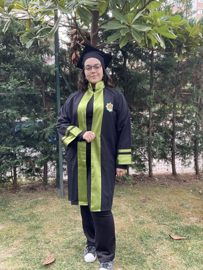 Kep Cübbe Modeli - Yeşil Çift Şeritli Pamuklu Albaka Kumaş