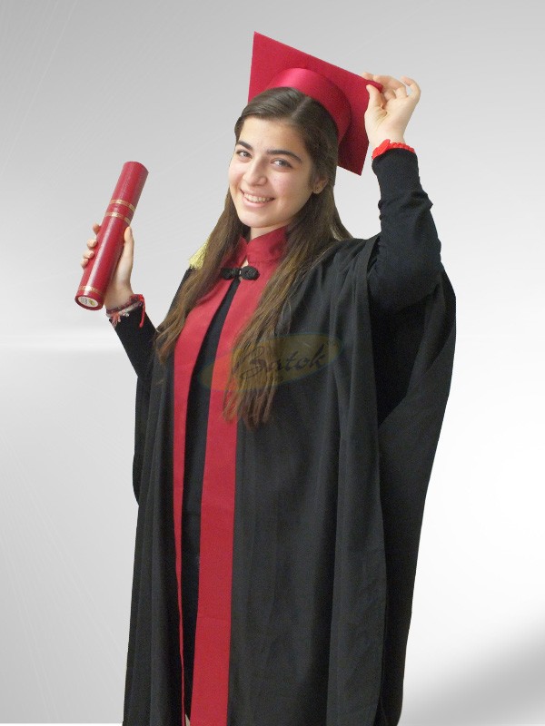 Kep Cübbe Modeli - Kırmızı Pamuklu Albaka Kumaş